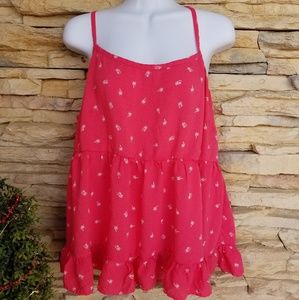 Pink PalmTree Torrid Spaghetti Strap Blouse